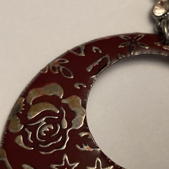 Rose Flower Hoop Circle Earrings - Picture 5 of 16